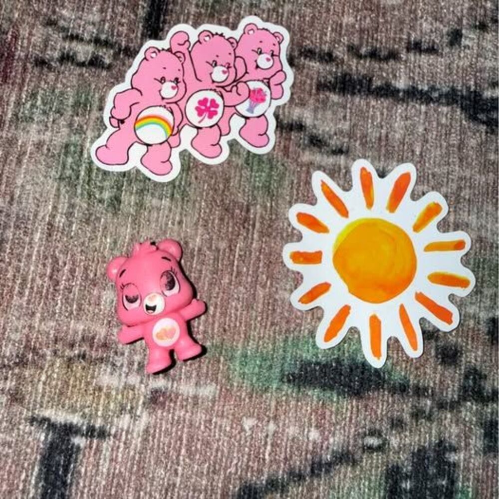 Care Bears Mini Figurine and Stickers Lot